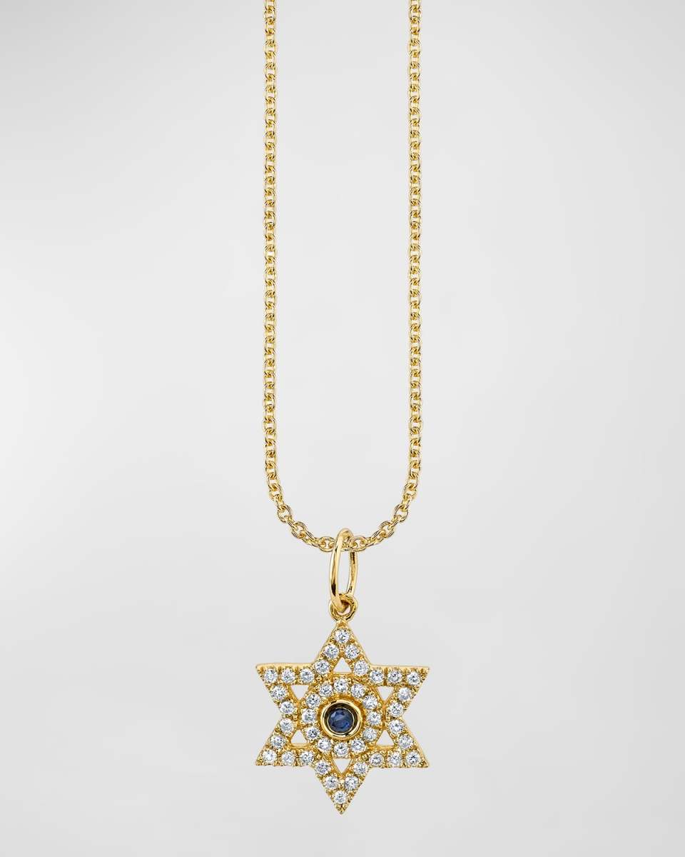 Diamond and Sapphire Star of David Necklace